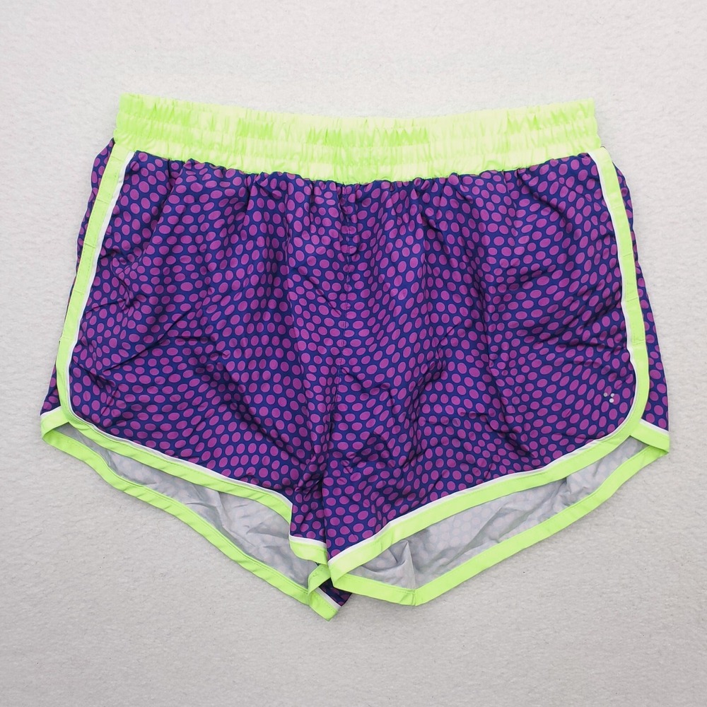 Be Inspired Shorts Womens Medium Purple Green Polka Dot Spotted Running Lined